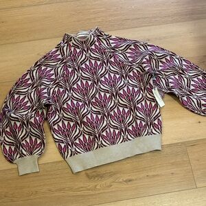 Anthropologie Turtleneck Sweater in Pink and Cream Pattern